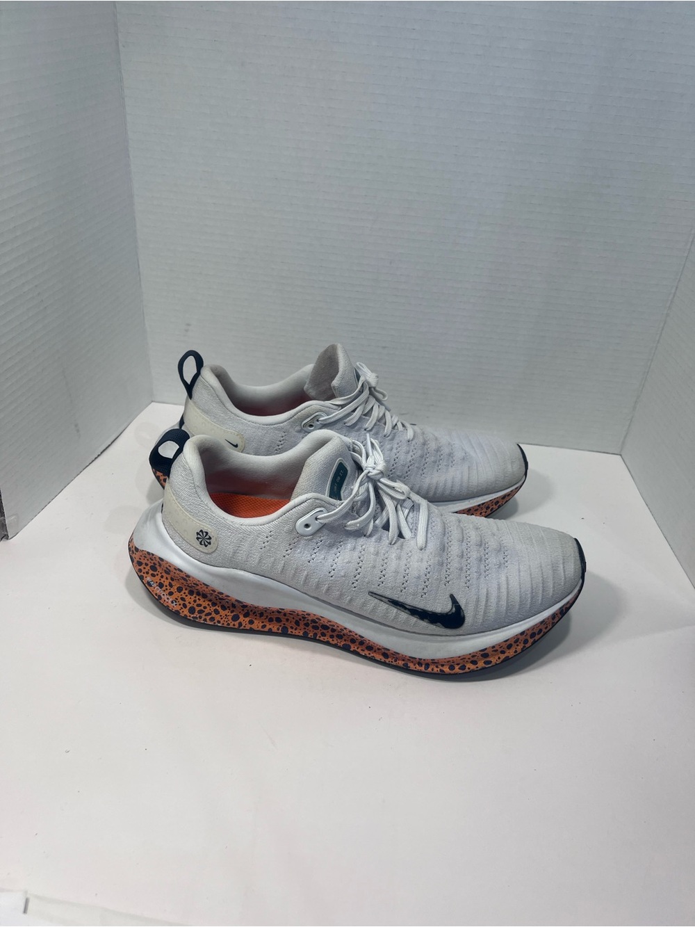 Nike White and Orange Speckled Midsole Running Shoes